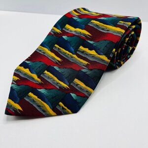 J. Garica EXTRA LONG Landscape abstract silk tie 65"